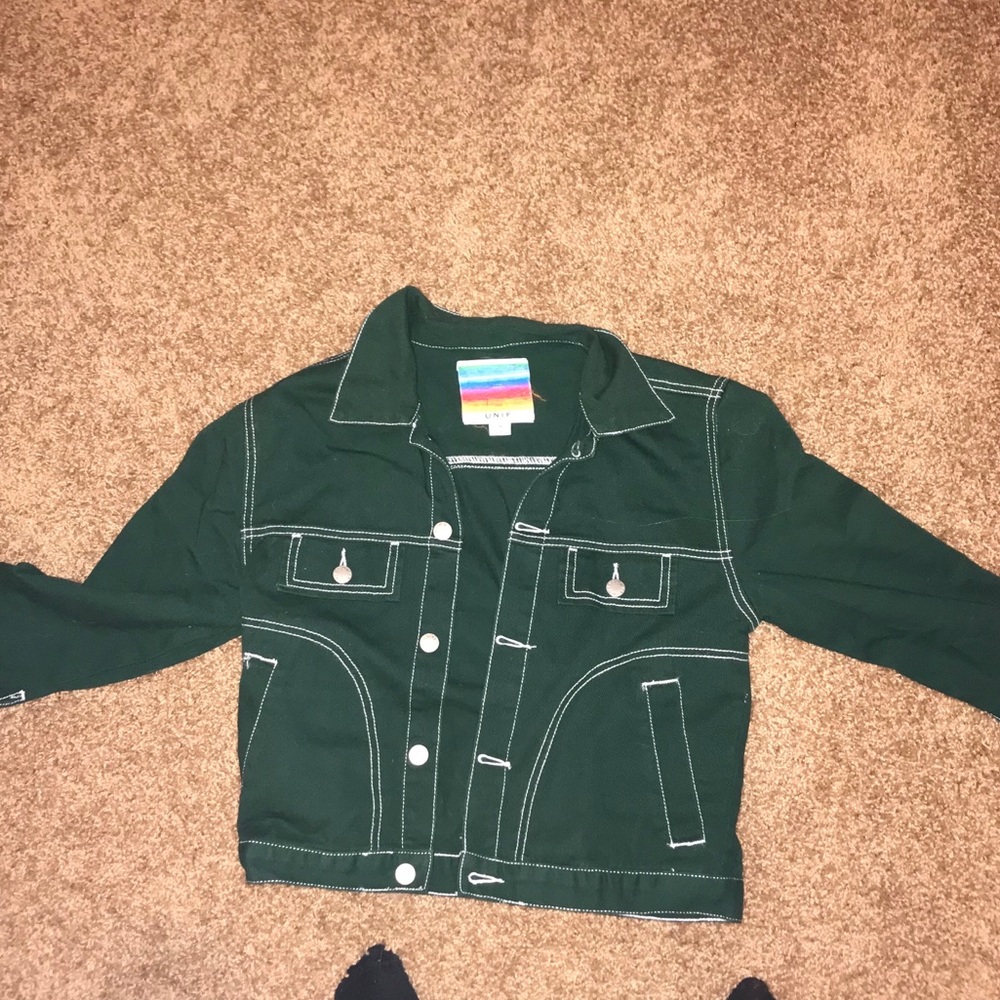 UNIF green crop denim jacket